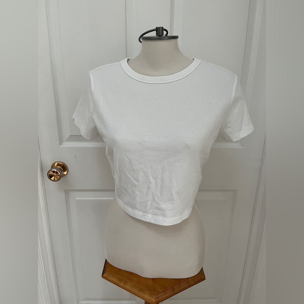 Wild Fable White Short Sleeve Crop Top